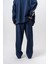 Erkek Respire Şerit Detaylı Kışlık Doubleface Baggy Eşofman Altı Lacivert 3