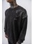 Erkek Snake Nakışlı Yıkamalı Bisiklet Yaka Oversize Sweatshirt Siyah 5