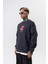 Erkek 11.11 Baskılı Bisiklet Yaka Oversize Sweatshirt Füme 3