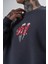 Erkek 11.11 Baskılı Bisiklet Yaka Oversize Sweatshirt Füme 4
