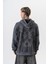 Erkek 10 Baskılı Yıkamalı Kapüşonlu Oversize Hoodie Siyah 1