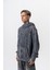 Erkek 10 Baskılı Yıkamalı Kapüşonlu Oversize Hoodie Siyah 3