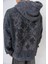 Erkek 10 Baskılı Yıkamalı Kapüşonlu Oversize Hoodie Siyah 4