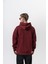 Erkek Minimalism Series Nakışlı Kapüşonlu Oversize Hoodie Bordo 1