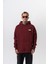 Erkek Minimalism Series Nakışlı Kapüşonlu Oversize Hoodie Bordo 2
