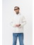 Erkek Süzene Nakış Detaylı Kapüşonlu Oversize Hoodie Ekru 4