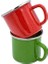 Emaye Kupa Ateşe Dayanıklı Kamp Bardak Vintage Kırmızı Yeşil Çiftli 350ML 9 cm 3