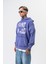 Erkek Star Baskılı Yıkamalı Kapüşonlu Oversize Hoodie Mor 3