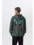 Erkek Snake Baskılı Yıkamalı Kapüşonlu Oversize Hoodie Yeşil 1