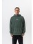 Erkek Snake Baskılı Yıkamalı Kapüşonlu Oversize Hoodie Yeşil 2