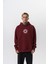 Erkek Itsbyzey Nakışlı Kapüşonlu Oversize Hoodie Bordo 2