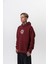 Erkek Itsbyzey Nakışlı Kapüşonlu Oversize Hoodie Bordo 3