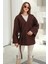 Önü Bağlamalı Buklet Kimono Ceket Kahve 8265 5