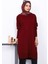 Koyu Bordo Bisiklet Yaka Merserize Salaş Triko Tunik 3