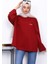 Bordo Bisiklet Yaka Iki Iplik Oversize Sweatshirt 1