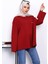 Bordo Bisiklet Yaka Iki Iplik Oversize Sweatshirt 3