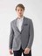 Gri Erkek Slim Fit Desenli Mono Yaka Ceket 8