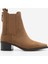 Kadın Sivri Burun Arkadan Fermuarlı Kovboy Çift Lastikli Western Bot Mirona Taba Süet 3