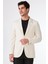 Bej Erkek Slim Fit Düz Mono Yaka Casual Ceket 8