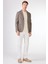 Kahverengi Erkek Slim Fit Ekose Desenli Mono Yaka Ceket 8