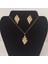 Gold Küpe Kolye 2 Li Çelik Takı Seti 1