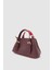 Coris Fularlı Saplı Mini Boy Çapraz Askılı El Çantası Bordo 4