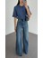 Kesik Paça Mavi Palazzo Jean 4