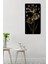 Şıklığıyla Göz Alıcı Siyah Zemin Üzerine Altın Çiçek Desenli Mdf Dikdörtgen Saat (30X60 Cm) – USD128 7
