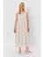 Askılı Uzun Çan Elbise - Natür 3