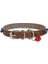 Cattie Boncuklu Deri Küçük Irk Köpek ve Kedi Boyun Tasması Large Kahverengi 1.2X23-27 cm 2