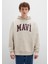 Mavi Logo Baskılı Kapüşonlu Bej Sweatshirt 067149-70004 4