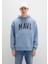 Mavi Logo Baskılı Mavi Kapüşonlu Sweatshirt 067149-86998 5