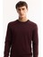 Erkek Bordo Bisiklet Yaka %100 Akrilik Dokulu Triko Regular Fit Kazak E005088 8