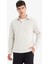 Regular Fit Polo Yaka Yarım Fermuarlı Fitilli Kadife Sweatshirt E9410AX25AU 3