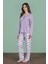 Kadın Büyük Beden Mor Renk Uzun Kollu Düğmeli Pijama Takımı C9T6N91 4