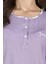 Kadın Büyük Beden Mor Renk Uzun Kollu Düğmeli Pijama Takımı C9T6N91 5
