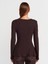 32090 Uzun Kollu Peplum Top-Koyu Kahve 2