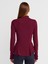 32038 Uzun Kollu Peplum Top-Bordo 2