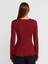32090 Uzun Kollu Peplum Top-Açık Bordo 2