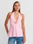 10787 Halter Yaka Metal Detaylı Peplum Triko Bluz-Pembe 1