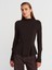 32038 Uzun Kollu Peplum Top-Koyu Kahve 1