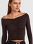 32089 Omuzları Açık Büzgülü Top-Koyu Kahve 3