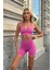 Prime FIT - Pembe Yüksek Bel Seamless Push-Up Toparlayıcı Şort Tayt 9