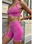 Prime FIT - Pembe Yüksek Bel Seamless Push-Up Toparlayıcı Şort Tayt 10