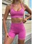 Prime FIT - Pembe Yüksek Bel Seamless Push-Up Toparlayıcı Şort Tayt 11