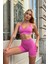 Prime FIT - Pembe Yüksek Bel Seamless Push-Up Toparlayıcı Şort Tayt 15
