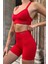 Prime FIT - Kırmızı Yüksek Bel Seamless Push-Up Toparlayıcı Şort Tayt 10