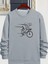 Erkek Bicycle (Bisiklet) Baskılı Sweatshirt Oversize Salaş Gri Siyah Sweatshirt 1