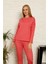 Moda Kadın Pamuk Eşofman Takım Kırmızı 2