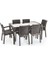 Rattan Masa Takımı 90X150 Camsız Masa 6 Kişilik Rattan Sandalye Seti Bahçe Balkon Teras Takımı 1
